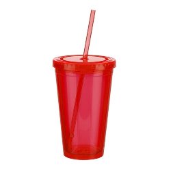 Red Glass With Straw 